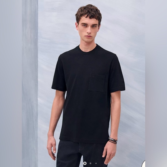 Hermes Men's “H” style  Black Tee medium - Picture 1 of 6